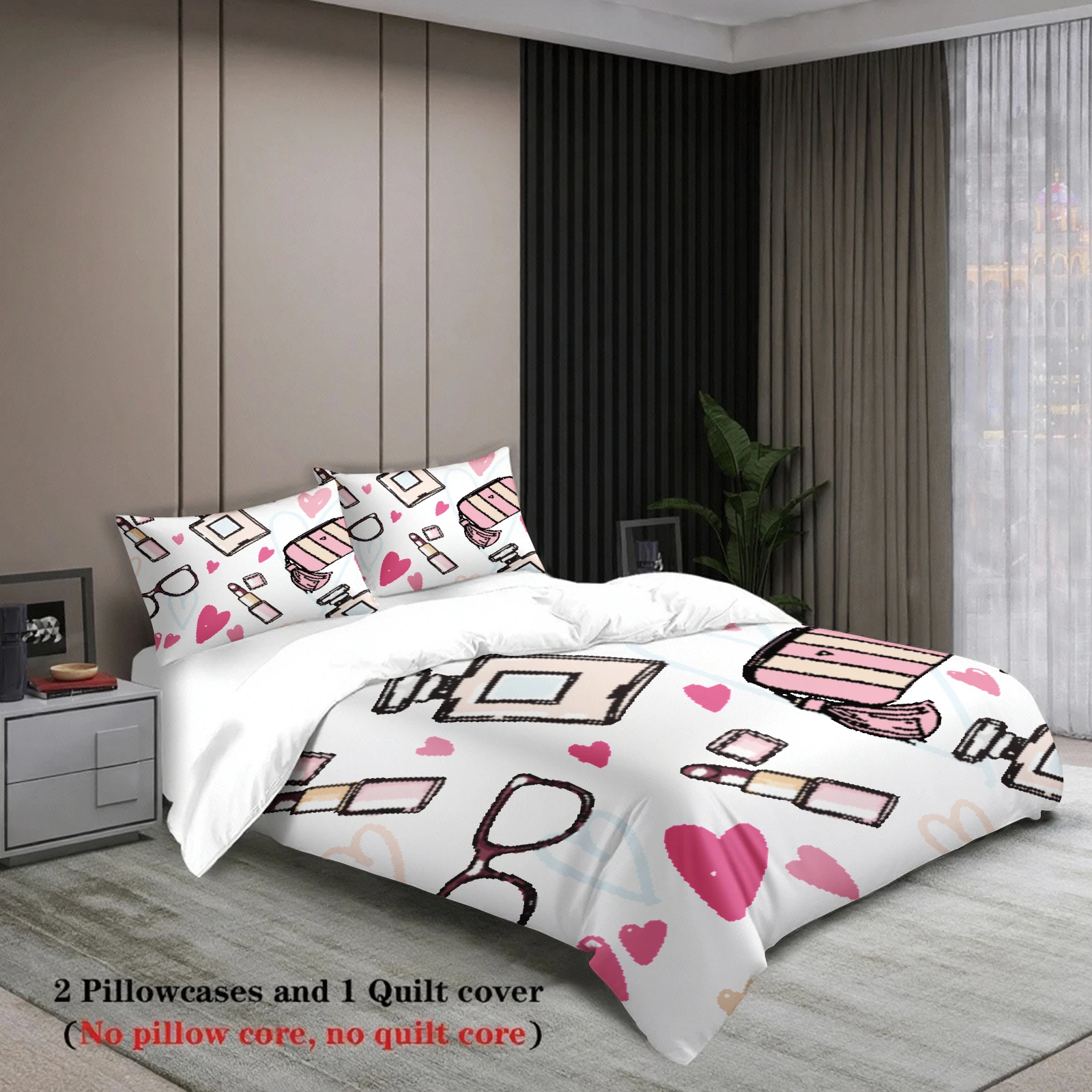 3pcs Fashion Bedding Sets 3D Printed Stationery And Flowers Duvet Cover Sets With Pillowcases No Filling