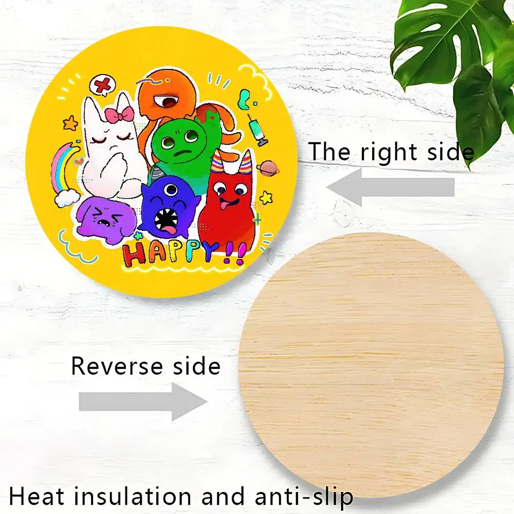 Game G-Garten of B-Banban Round Wooden Coasters For Cute Design Suitable for Drinks Tea,Coffee Home Perfect Gift 4