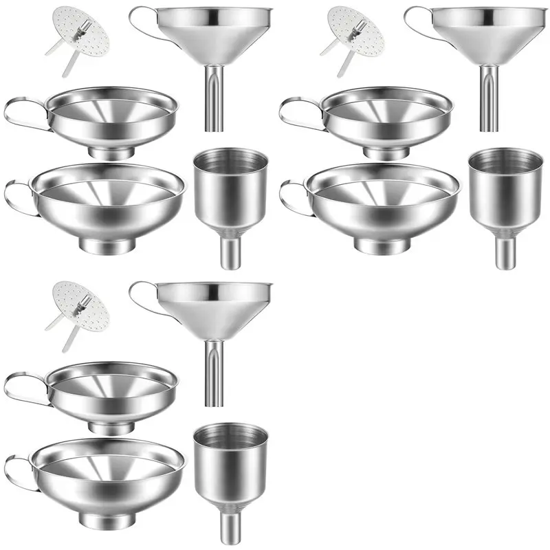 AS94-12 Pack Stainless Steel Kitchen Funnel Is Suitable For Glass Bottle Seasoning Jar For Transferring Liquid