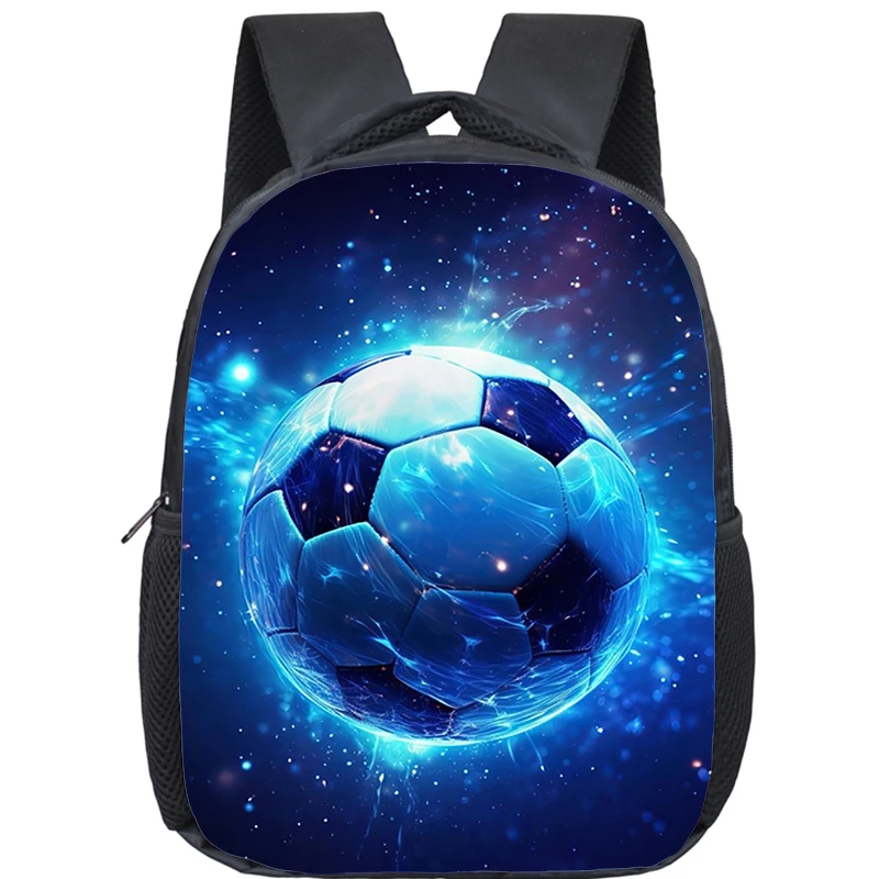 Cool Soccer with Fire Print Backpack Football Sport Rucksack Children School Bags for Preschool Boys Girls Outdoor Bookbag Kids