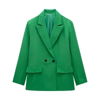 Willshela Women Fashion With Pockets Solid Double Breasted Blazer Vintage Long Sleeves Notched Neck Female Office Lady Outfits - Image 6
