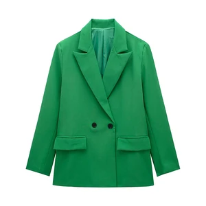 Phụ nữ Double Tresado Willshela-Blazer với túi, cổ điển tay dài, cổ chạm khắc, quần áo văn phòng phụ nữ, thời trang phụ nữ, đơn sắc 8 Bán hàng chính Blazer Elastano - 3