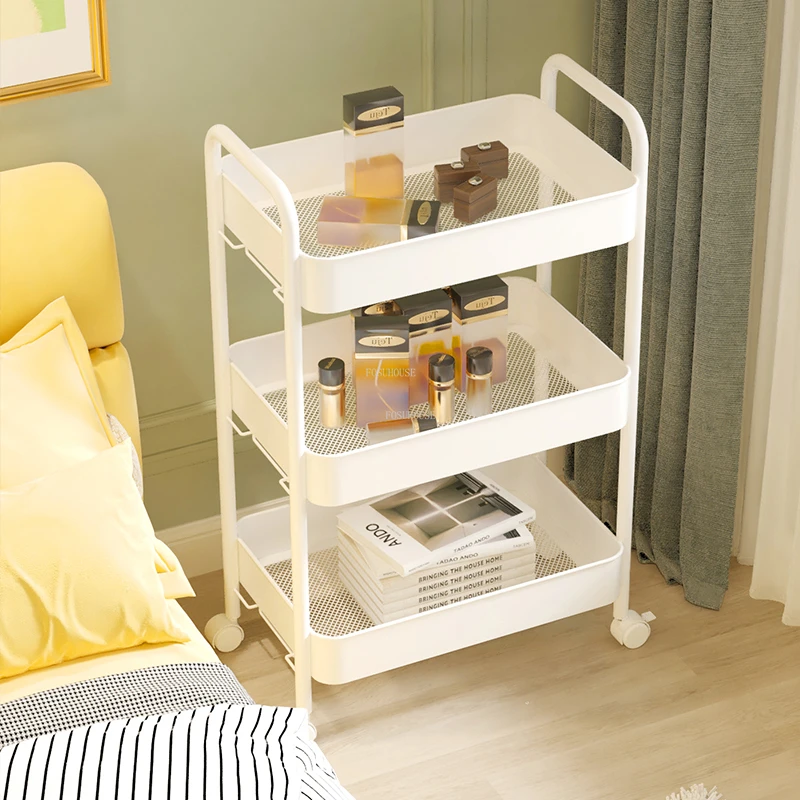 

Nordic Minimalist Iron Art Salon Trolleys Modern Salon Furniture Home Light Luxury Snack Storage Rack Beauty Salon Tool Trolley