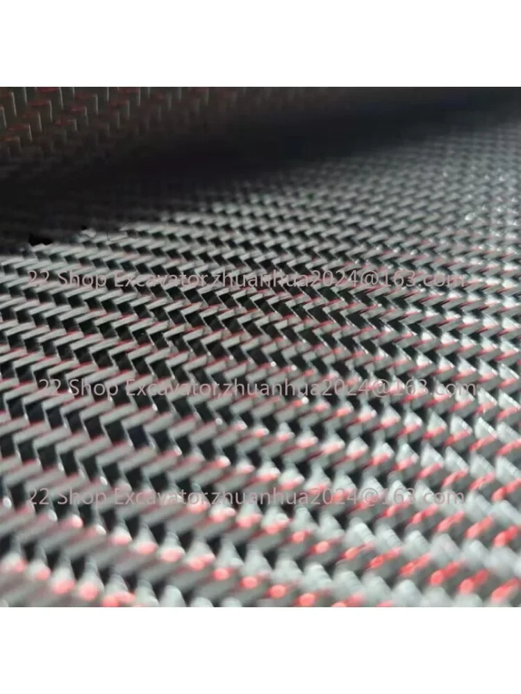 Metaliczne włókno węglowe oraz czerwono-srebrne odbicia Mieszana tkanina skośna 50 * 100 cm — zdjęcie 2