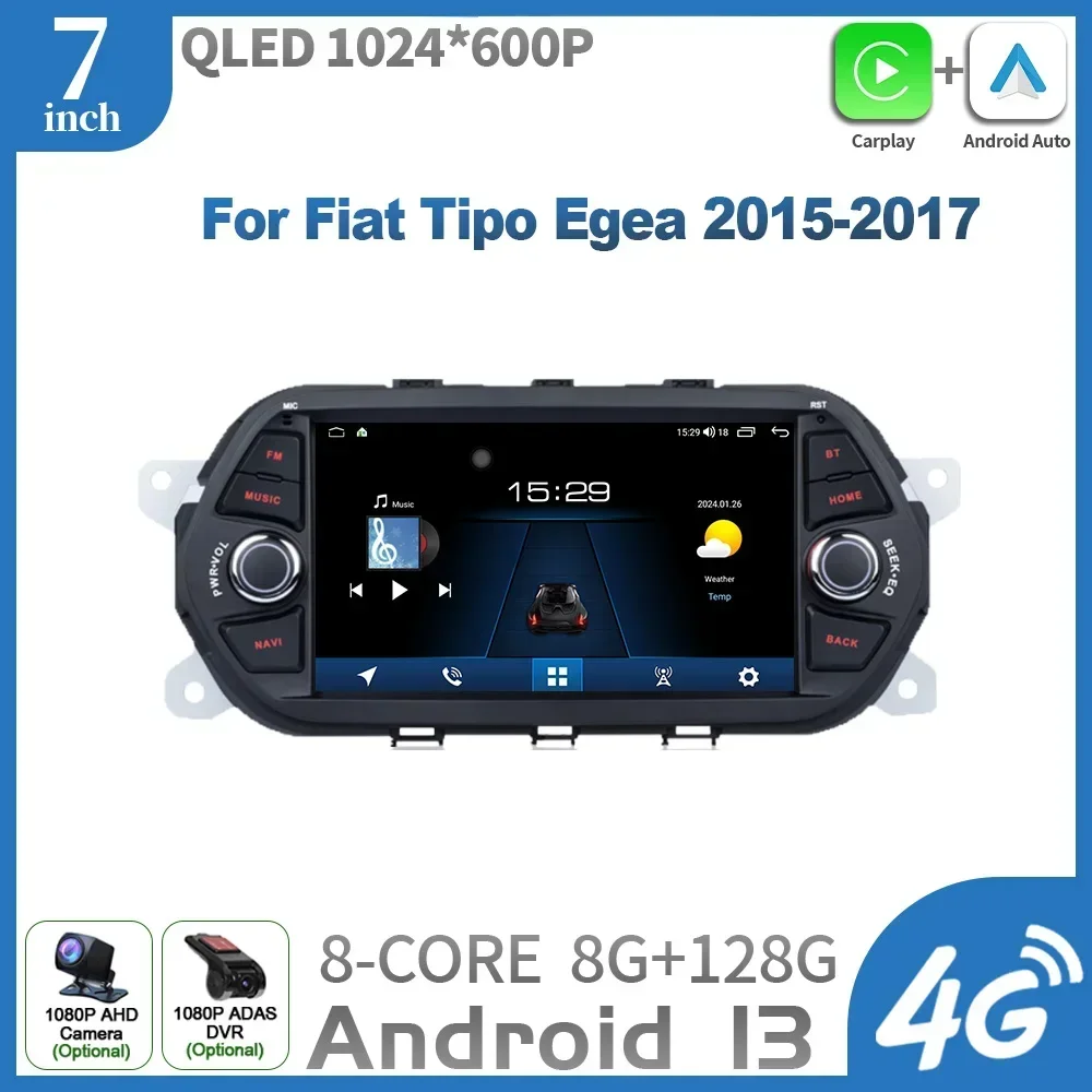 7inch For Fiat Tipo Egea 2015-2017 Android Car Radio Stereo Unit Multimedia Radio Wireless Apple Carplay Auto Wifi Stereo Screen