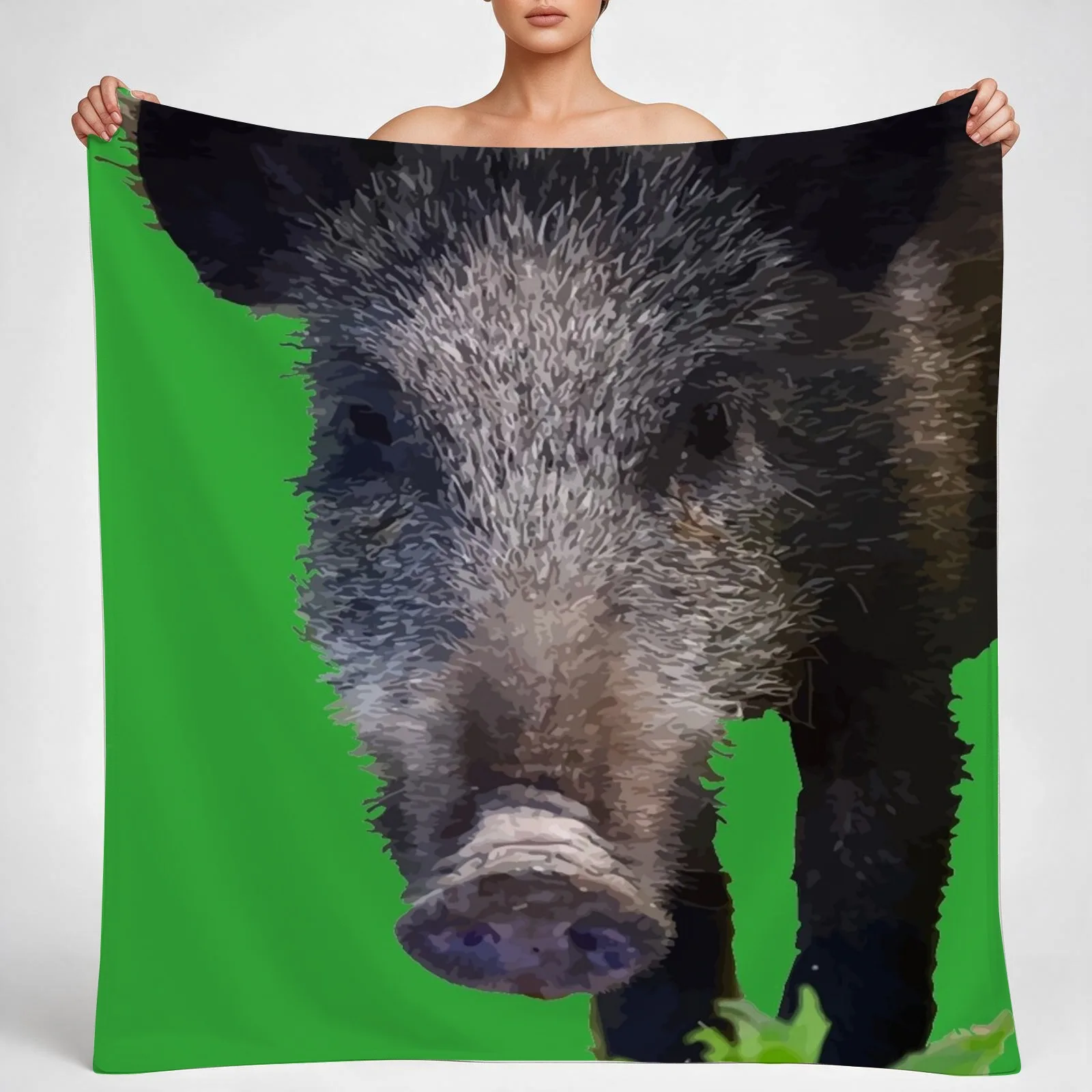Boar Making Eye Contact Vector Art Throw Blanket couch cozy soft plush fuzzy picnic outdoor blanket