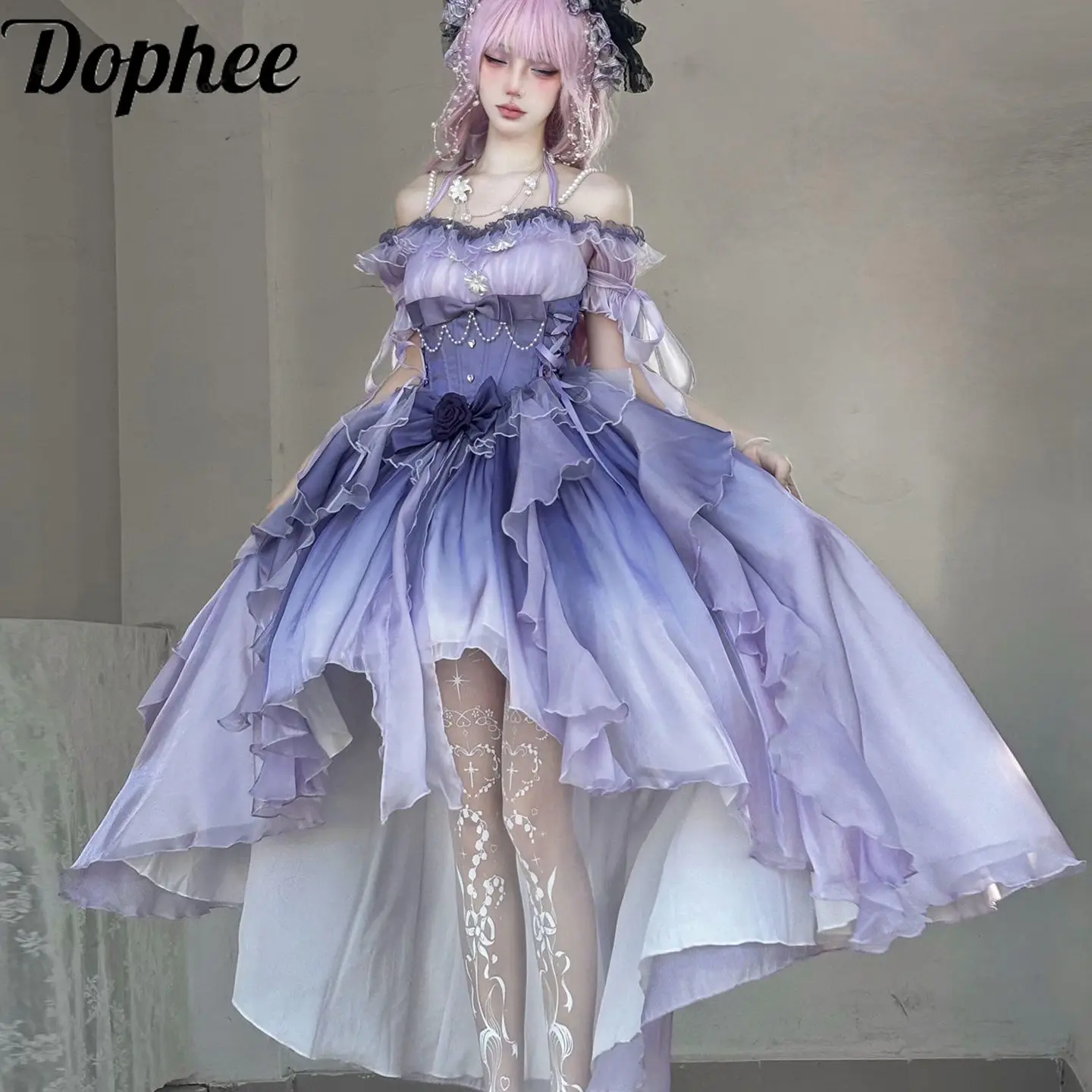 Dophee Flower Wedding Dress Lolita Purple Trailing Princess Dress Sexy Off Shoulder Short Sleeve Graduation Long Puffy Dresses - AliExpress 200000345 Dophee Flower Wedding Dress Lolita Purple Trailing Princess Dress Sexy Off Shoulder Short Sleeve Graduation Long Puffy Dresses - AliExpress 200000345