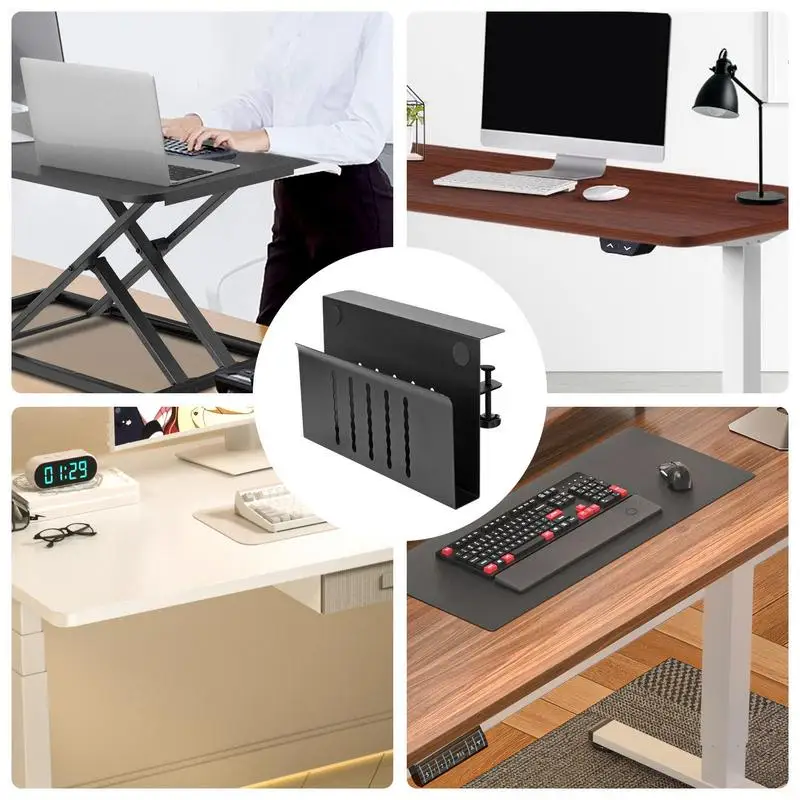 ที่หนีบโต๊ะจัดระเบียบอะลูมินัมอัลลอยตั้งแล็ปท็อปแนวตั้งไม่เจาะขาตั้งแล็ปท็อปแบบลอยตัวที่หนีบโต๊ะวางใต้โต๊ะ