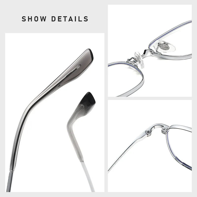 Caixa ultraleve de aba larga para miopia, armação feminina anti-luz azul, caixa pequena oval 124210   Olhos planos retrô casuais