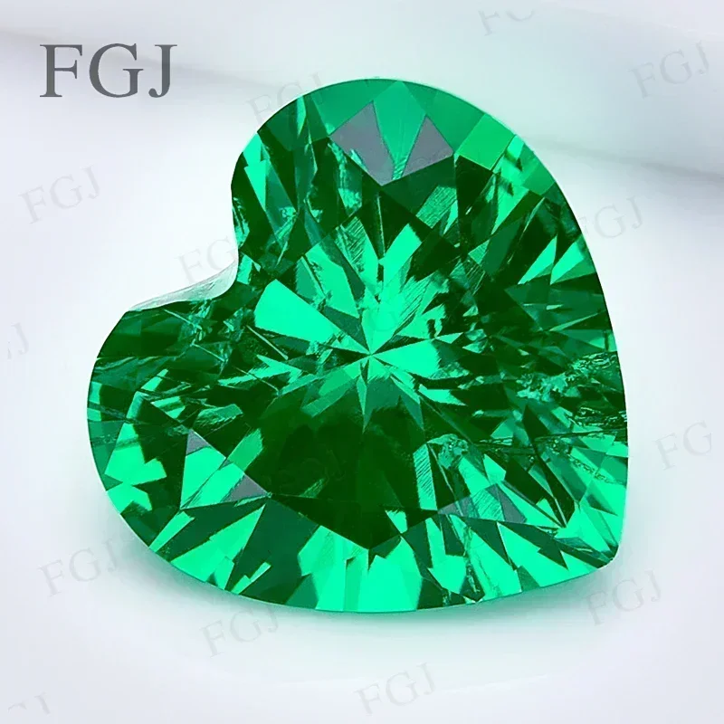 Wholesale Price Green Heart Lab Grown Colombia Emerald Diamond For DIY Jewelry Earrings Making Selectable AGL Certificate Charms