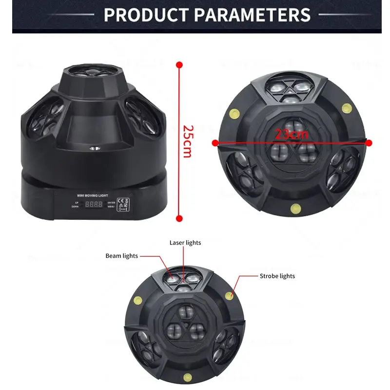 4 Head Bee Eye Beam Lighting Moving Head Full Color RGBW DMX 512 DJ Disco Party Holiday Christmas Bar Club Wedding Show Lights