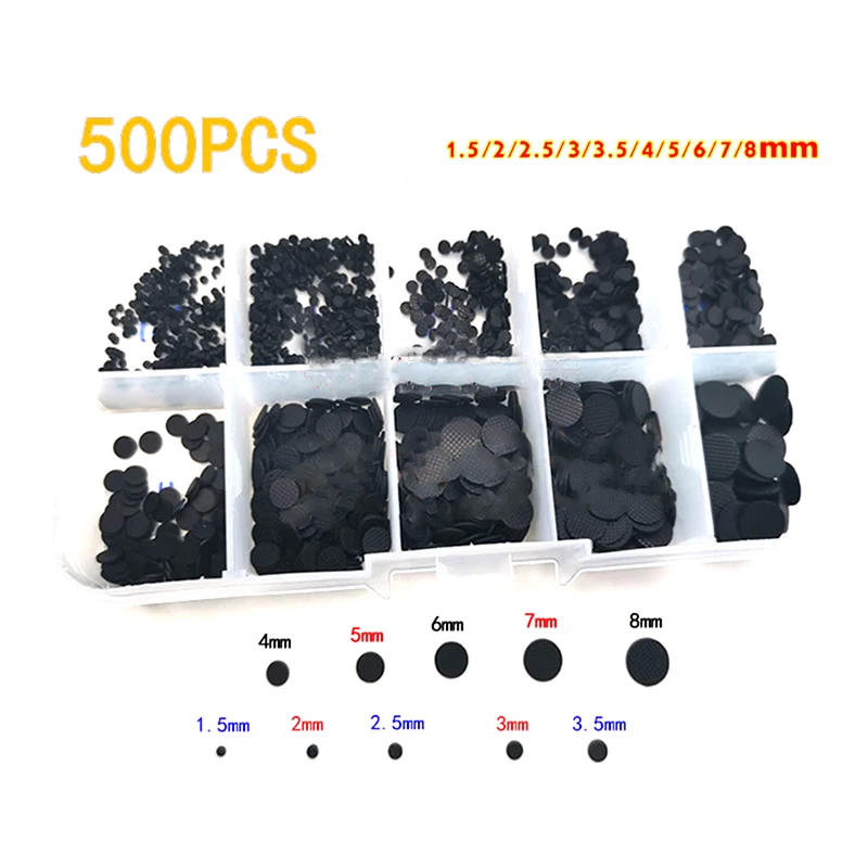 **500PCS 1.5-8mm Conductive Rubber Pads Keypad Repair Kit For IR Remote Control