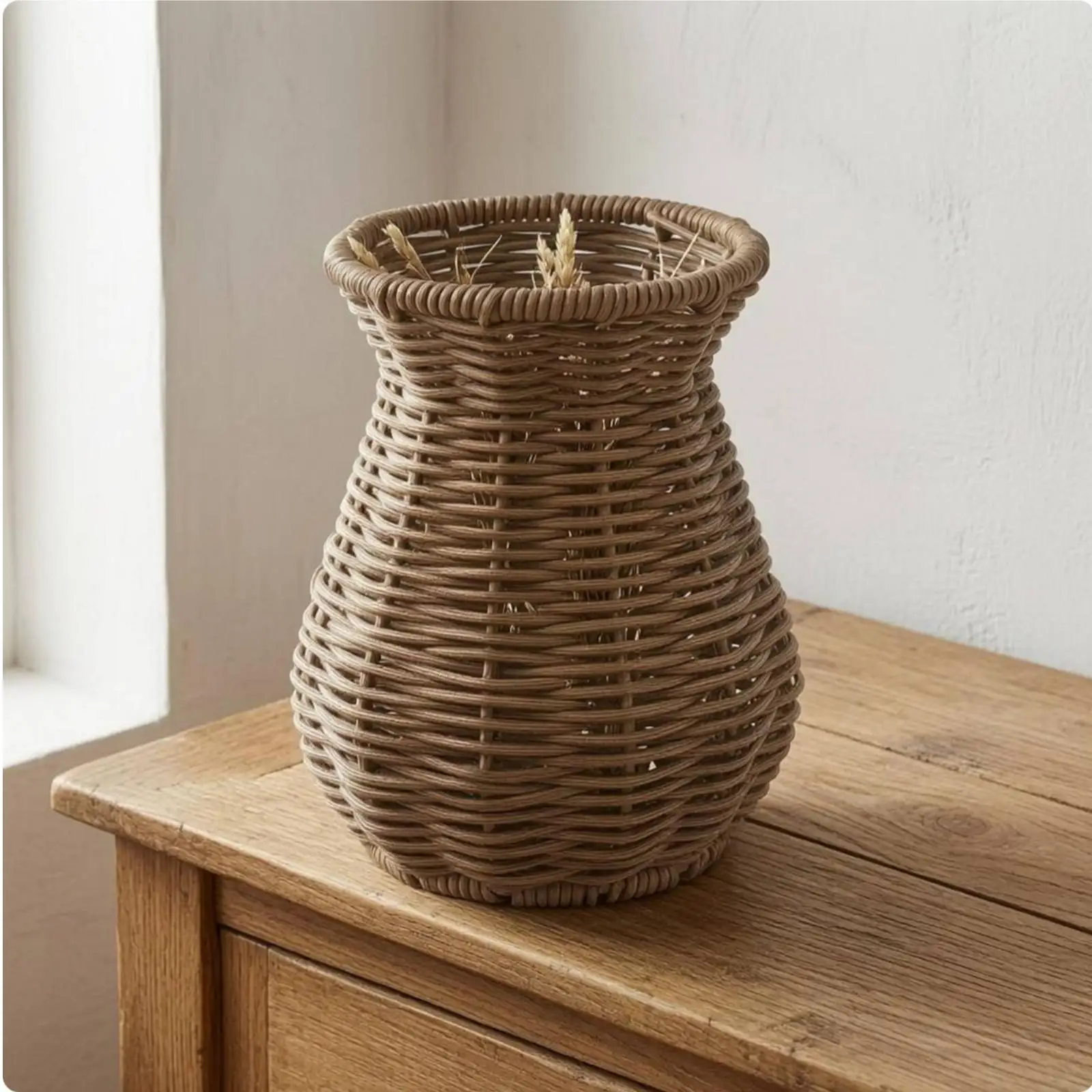Woven Vase Handwoven Rattan Vase Synthetic Strips