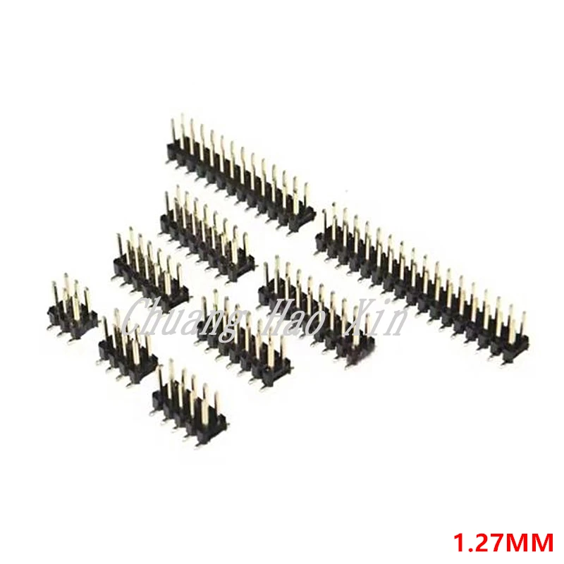 10Pcs 1.27mm Strip Double Row Male Pin Header Connector 1.27 SMD SMT Pinheader Socket 2*3/4/5/6/7/8/10/12/15/20/40/50P