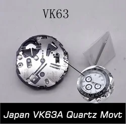 Preminum日本VK63 VK63Aクォーツムーブメントクロノグラフ24時間腕時計シングルカレンダー0宝石用交換