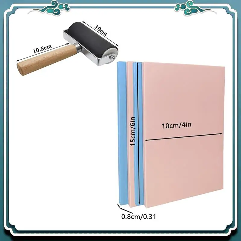 A67K-15Pack كتل نحت الطوابع المطاطية الناعمة مع أدوات القطع وبكرة براير المطاطية لصناعة الطباعة والمزيد من الحرف اليدوية #6