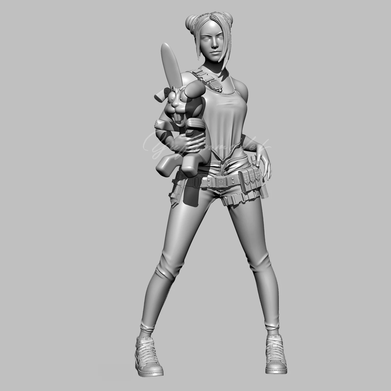 

50mm 75mm Cute Girl And Rabbit Resin Model Figure Gk Micro Miniature 3d Printed White Model Toy Unassembled And Unpainted Kit