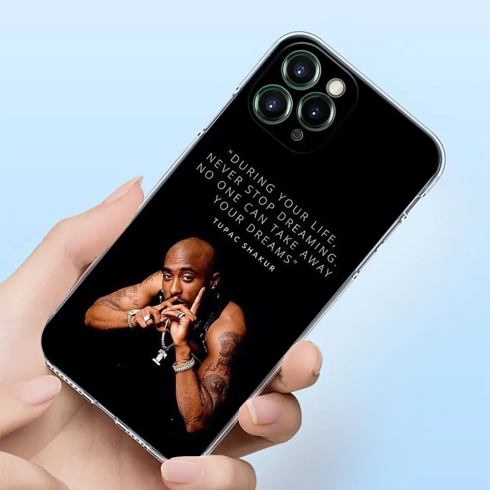 2PAC Tupac Shakur Gangsta Rapper Shell Case for iPhone 15 11 12 13 14 16 Pro Max Mini 16 Plus 15Pro Soft Transparent Cover Funda