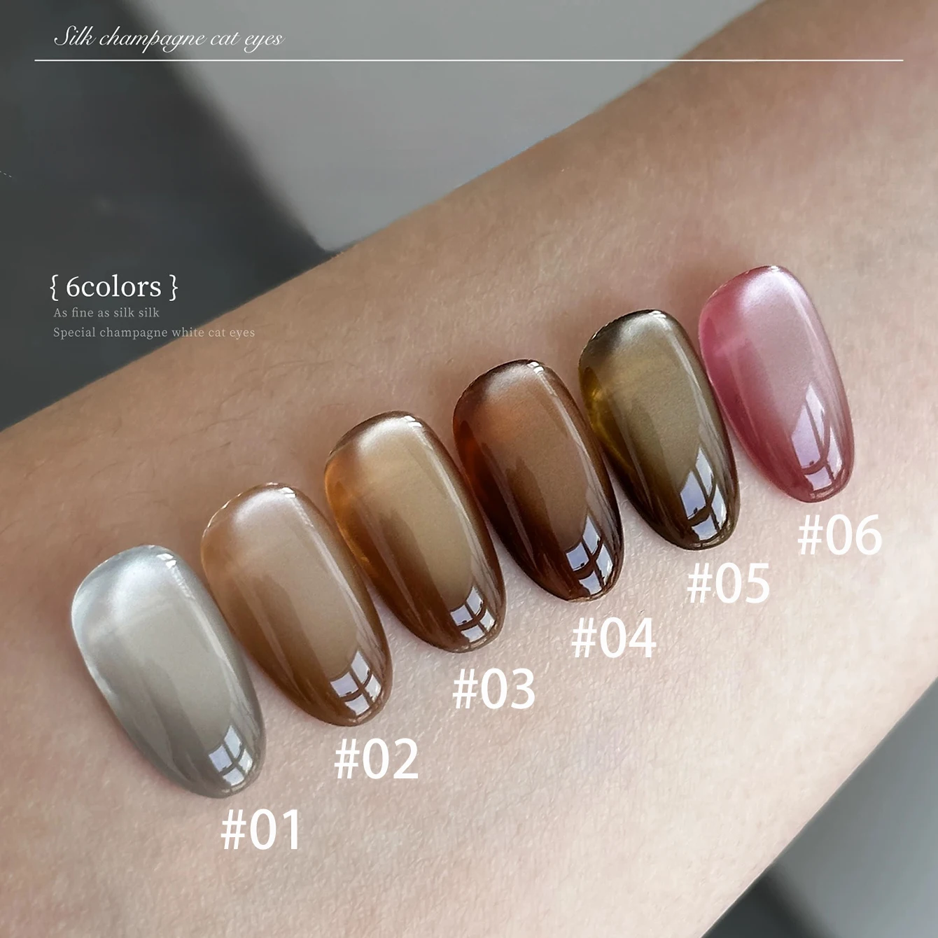 10ML 1-12PCS Brown Nails Champagne Silk Cloth Amber Maillard Cat Eye Magnet Gel Nail Polish French tip Nails Nail Stuff