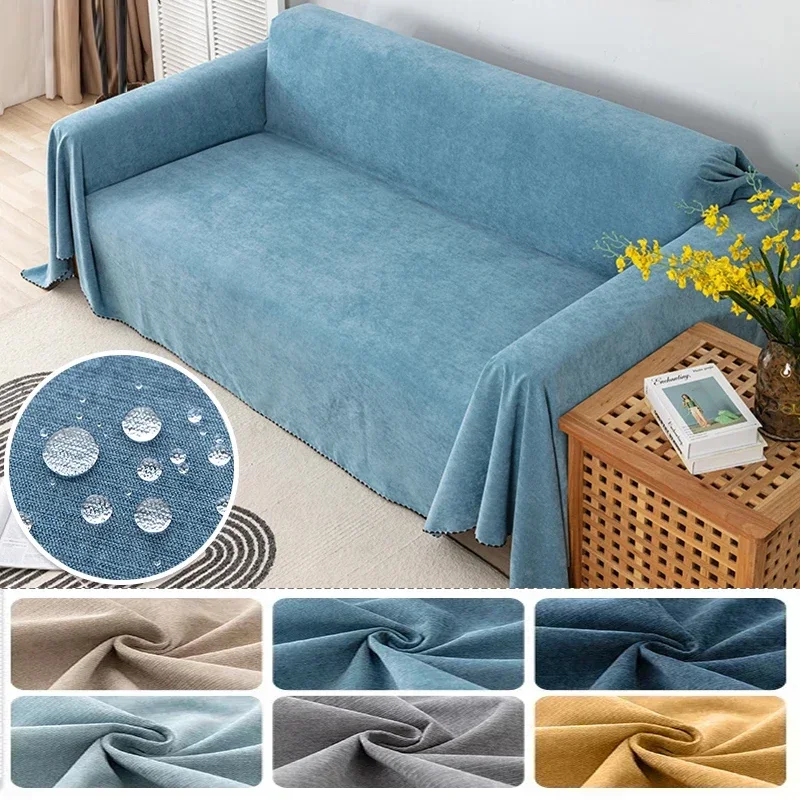 

1PC Solid Color Waterproof Sofa Cover Sofa Blanket Dust-proof Cloth For Bedroom Living Room Sofa Cushion