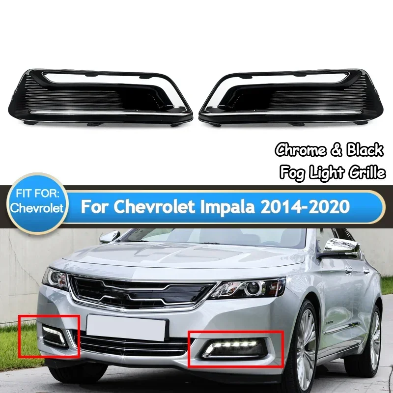 

Pair For 2014-20 Chevrolet Impala Fog Light Lamp Cover Grille Bezel Chrome Trim