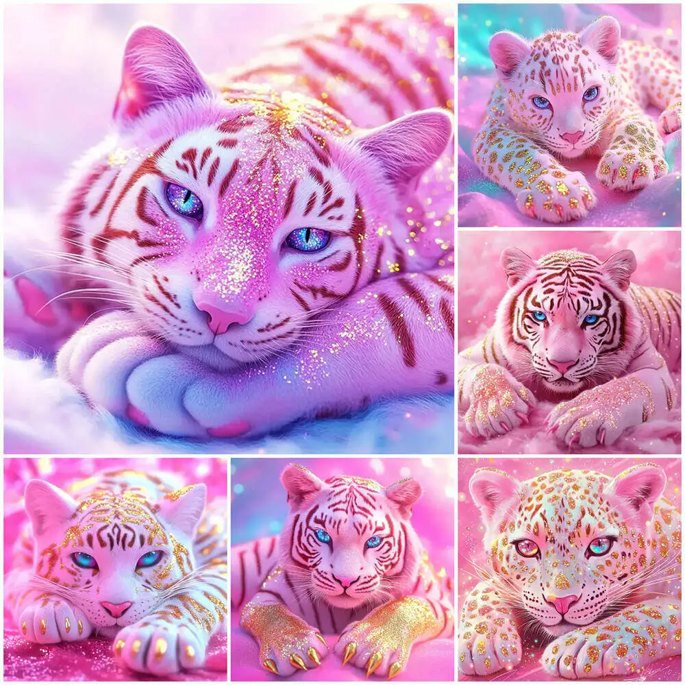Neue Ankunft Diamant Malerei Tiger Tier Rosa Diamant Mosaik Leopard Handgemachte Kunst Stickerei Home Decor Einzigartiges Geschenk