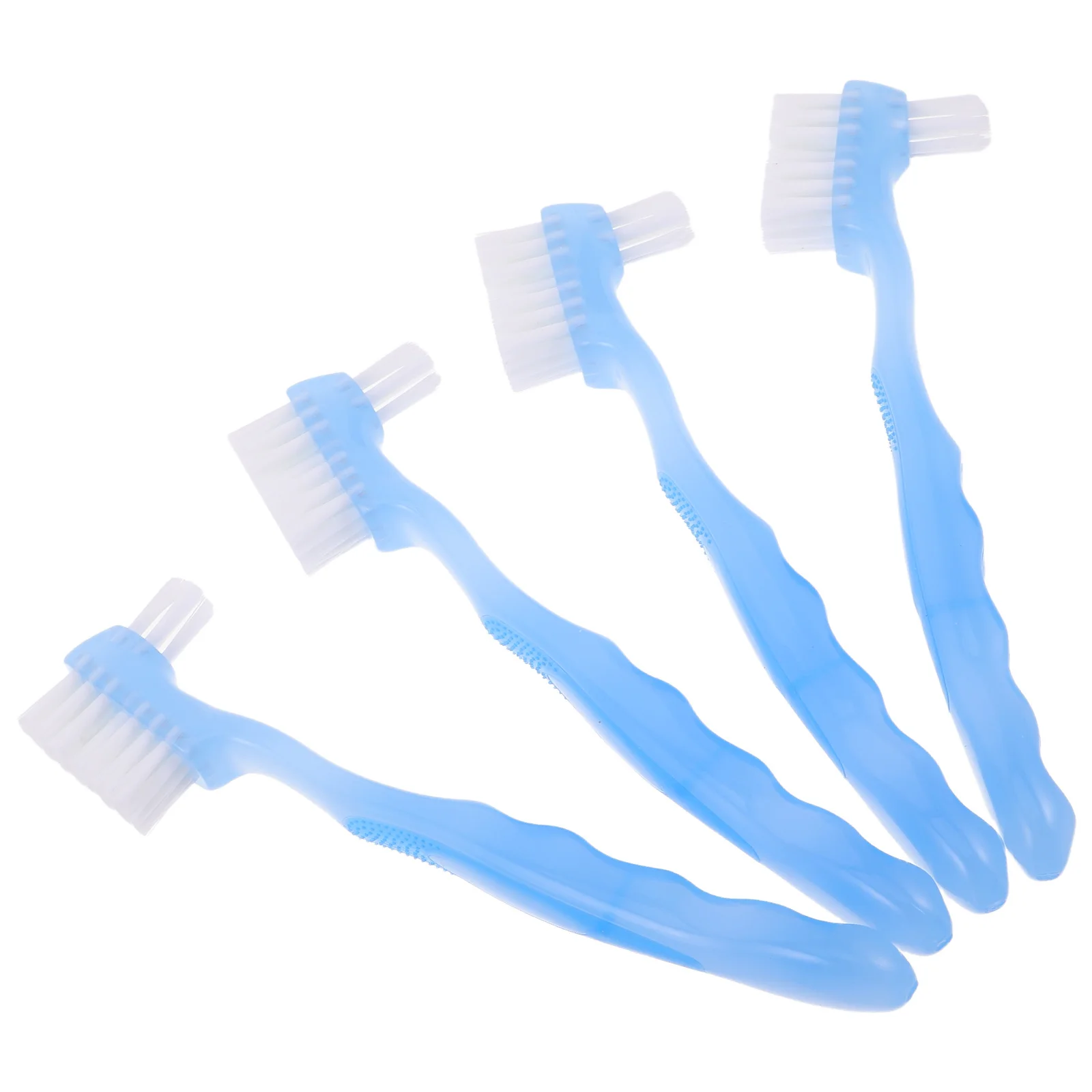 

4pcs Denture Toothbrush Double-Sided Soft Hard Bristles Deep Cleaning Brush Travel Size False Teeth Care Tool Dual-Headed Dental