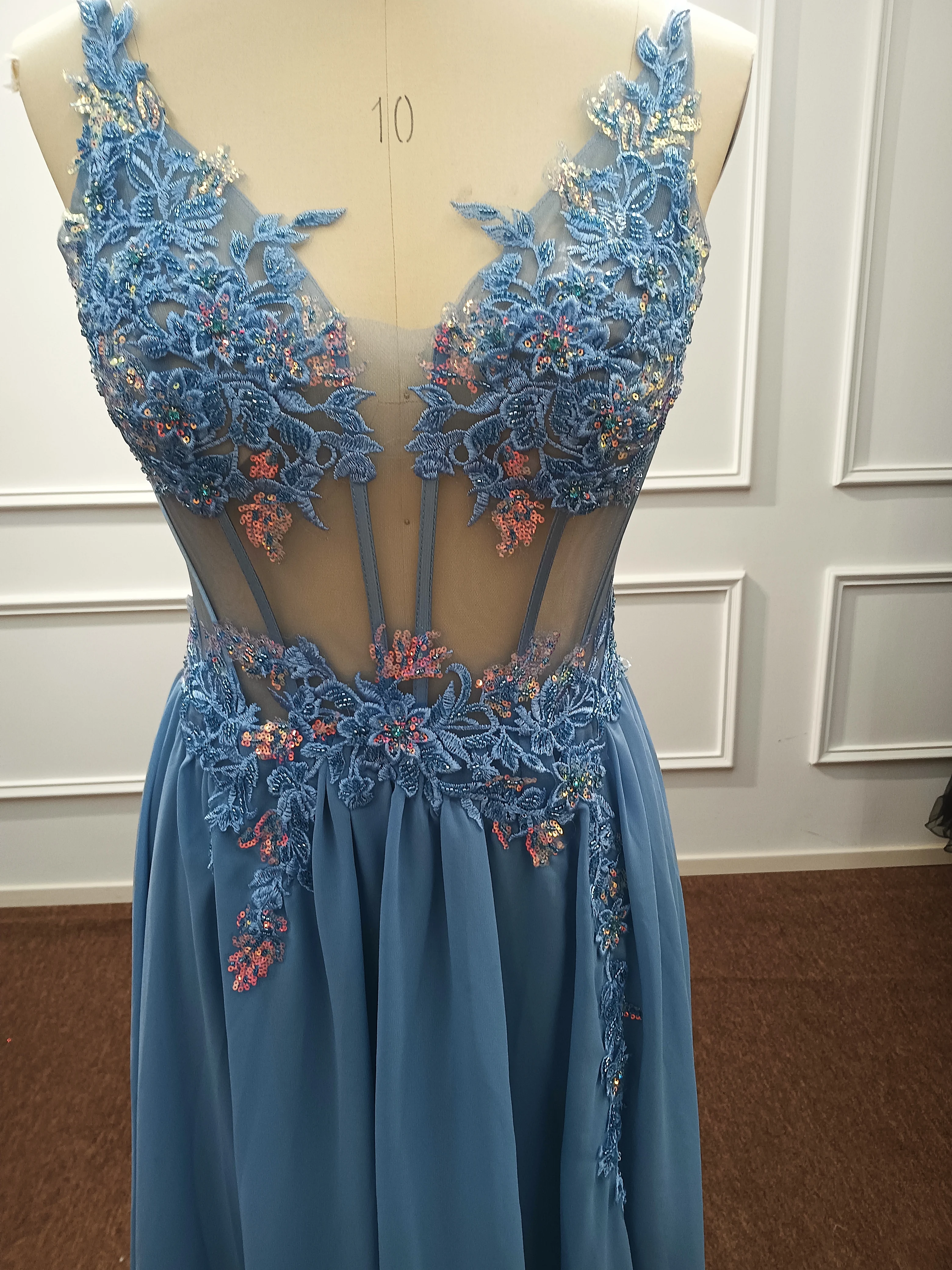 aliexpress prom dress reviews Blue Sequined A-Line Prom Dress for Women