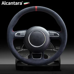 Blue Alcantara  Alcantara Hand-stitched Car Steering Wheel Cover for Audi A1 A3 A4 A5 A7