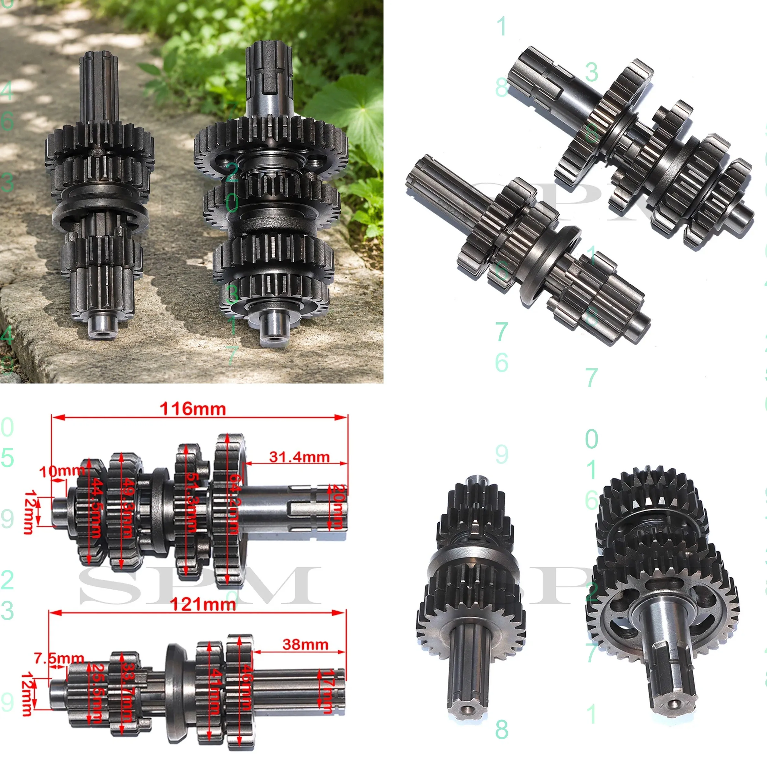 Motor Fourth Gear Main Countershaft Transmission Box Counter Shaft Fit Lifan 125cc Electric Foot Start Engines ZB-110