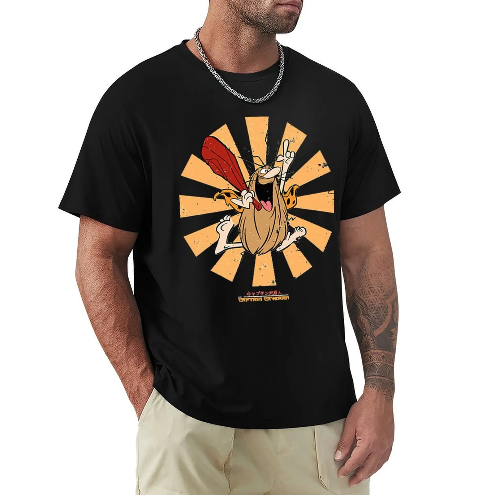 

CAPTAIN CAVEMANS RETRO JAPANESE T-Shirt summer top essential t shirt gifts for boyfriend graphic shirts cotton t shirt men