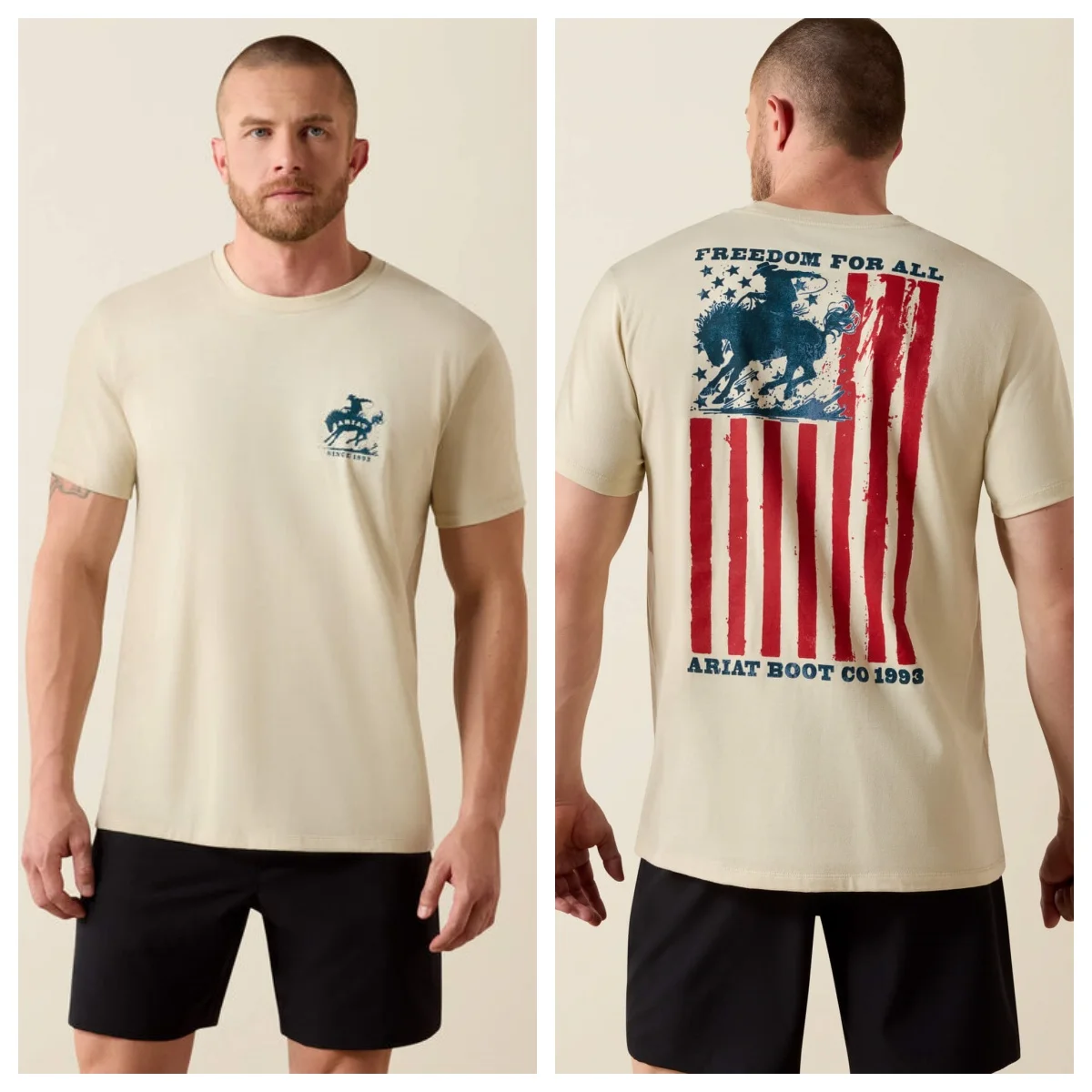 Ariat Split Freedom Painted Classic Fit T-Shirt High-end Luxury Unisex Style Both of Men and Women