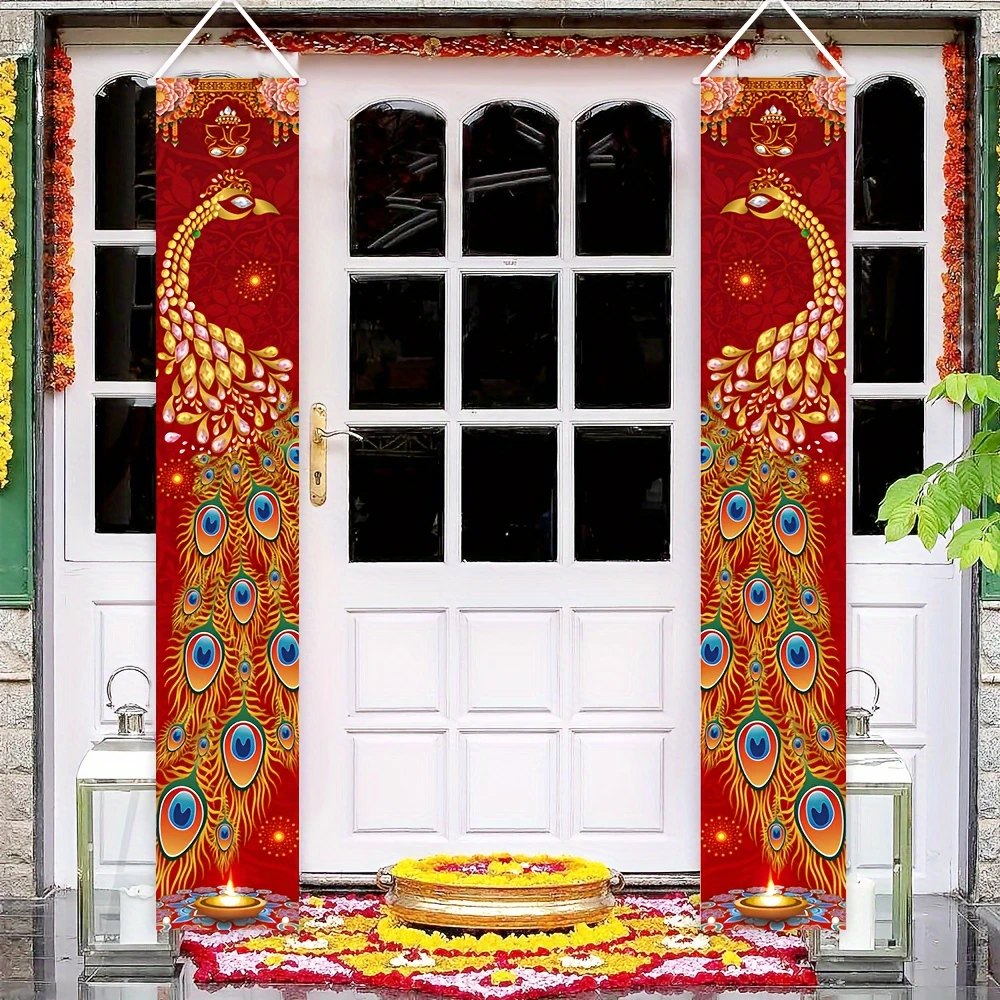 VIKAMA 인도 공작새 디야 수직형 도어 배너 전통 - Ethnic Fabric 리뷰 및 가격