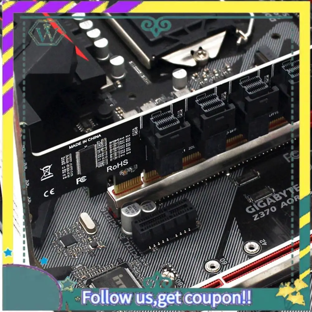 NEW PCI-E X16 To 4-Ports U.2 NVME SFF-8643 Expansion Card High Speed Pcie 4.0 Split Cards LED Indicator For 2U Chassis