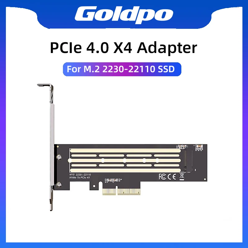 Goldpo PCIe 4.0 X4 Adapter Applicable to M.2 2230/2240/2260/2280/22110 NVME 3.0 SSD 64Gbps X8 X16 PC Solid State Expansion Card