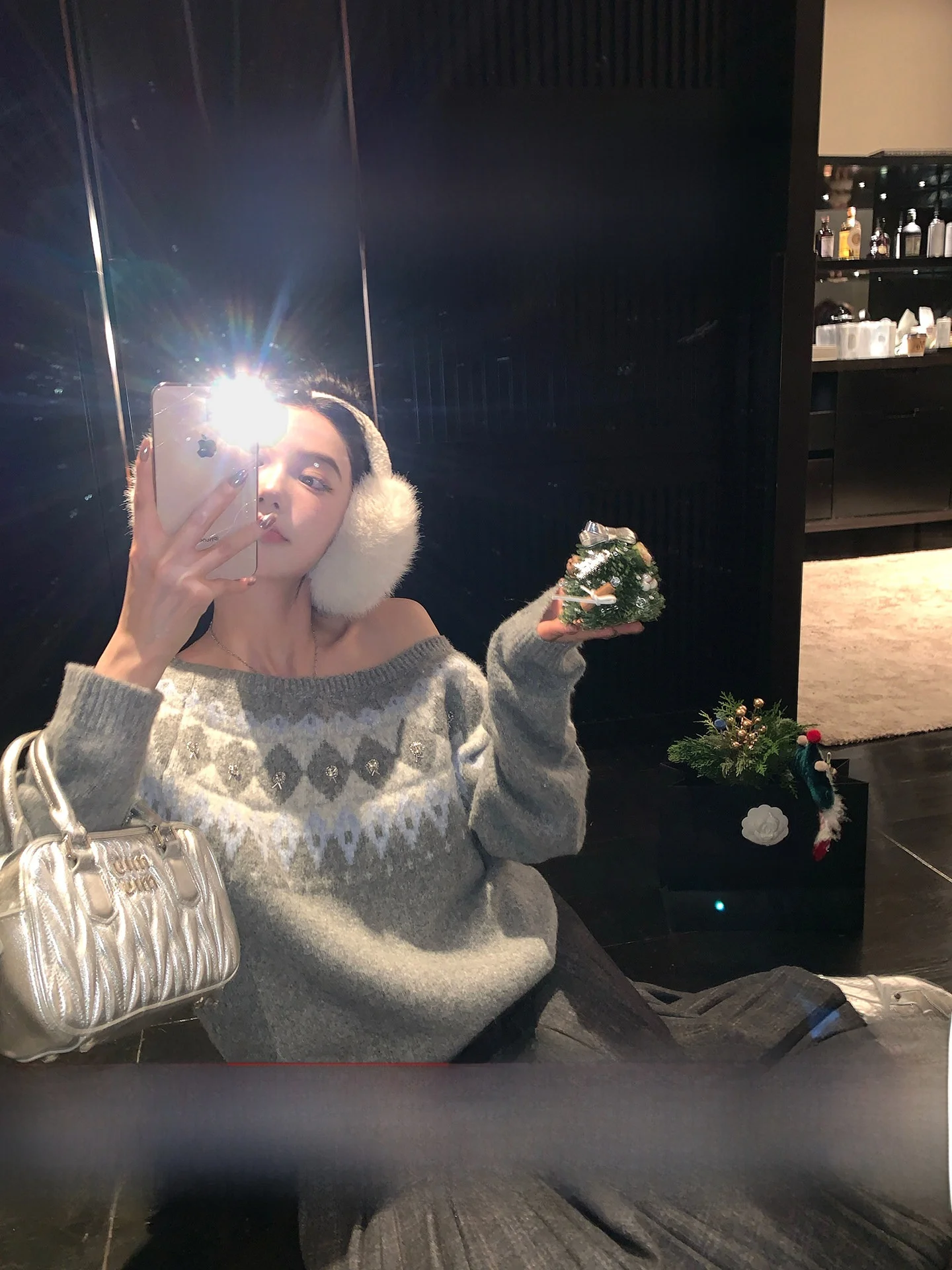 

Новогодняя специальная коллекция: Вязаный шерстяной свитер Fair Isle ручной работы с декором из страз, повседневный свободный крой, женский зимний топ