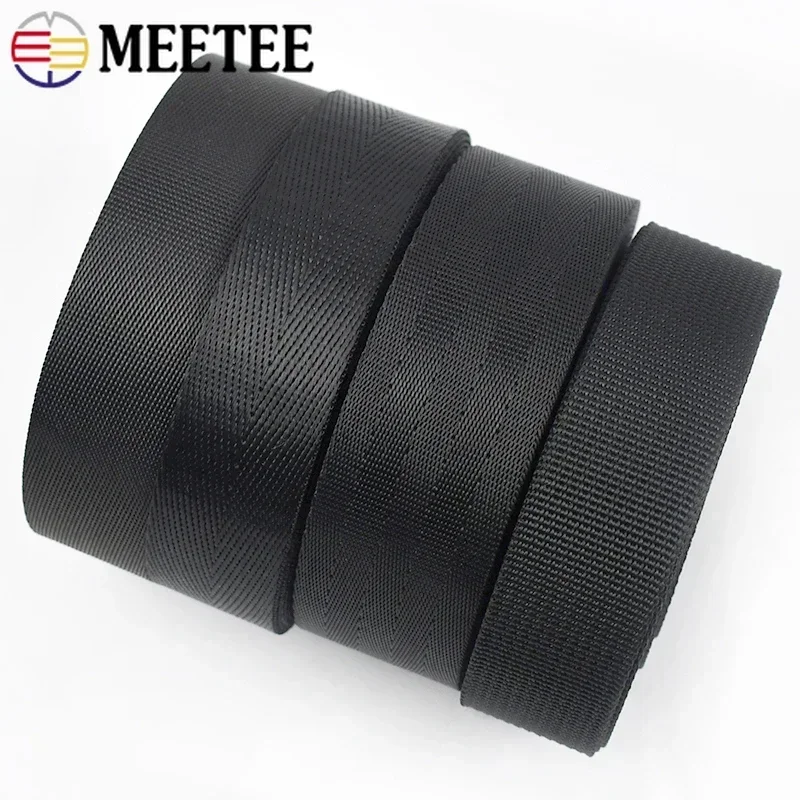 Meetee 5M 20/25/32/38/50mm cintas de nailon negro para cinturón de seguridad bolso Correa costura Bias decoración Collar de perro cinta para ropa