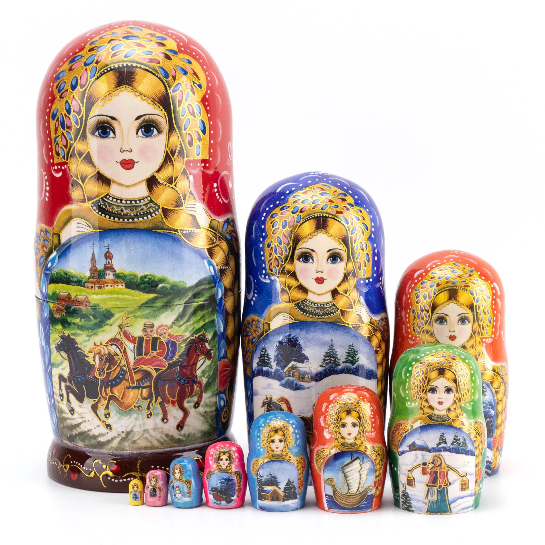 

Matryoshka 10-layer boutique lacquered air-dried basswood educational toy creative ornament girl