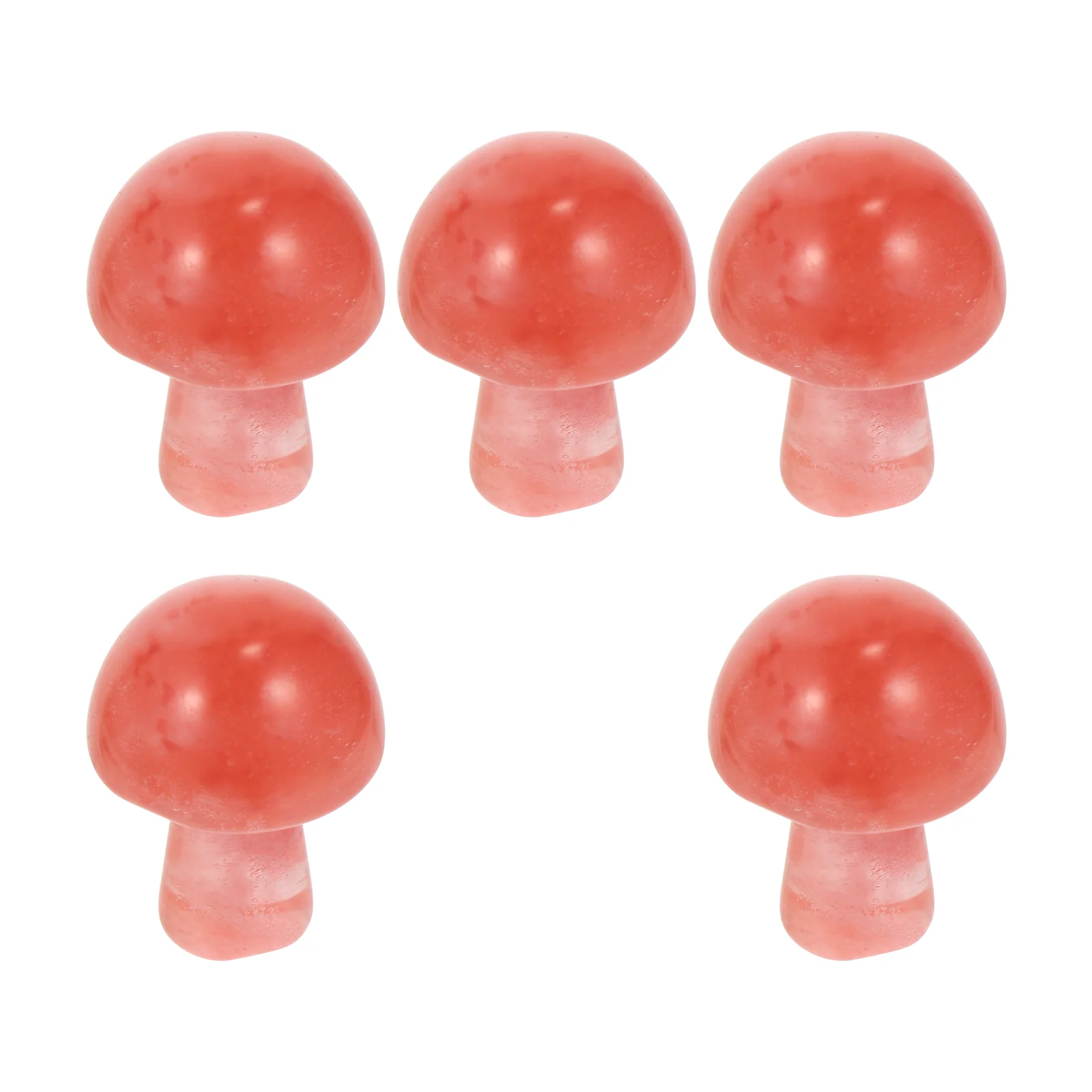 

5 Pcs Mushroom Figurines Natural Gems Decor for Plant Pots Mini Garden Toy Houses Gemstone Shaped Statues Safe Desktop