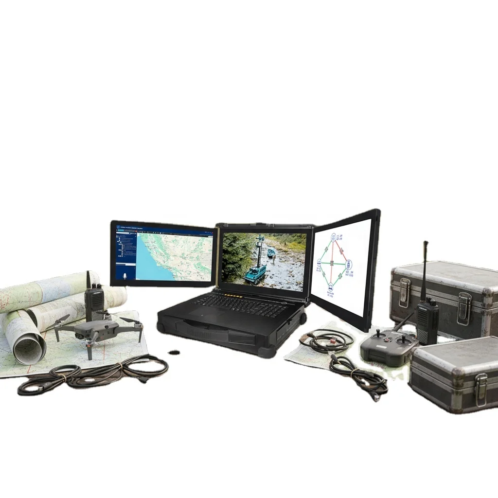 NEW Suntor 15.6 Inch Rugged Triple Monitor Portable Workstation with IP65 Protection for Emergency Use