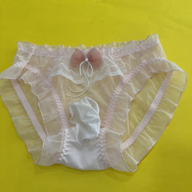 Japonais mignon arc femme de chambre hommes Lingerie Anime Lolita maille Sexy slips Sissy culottes pyjamas Roleplay érotique boîte de nuit Costumes