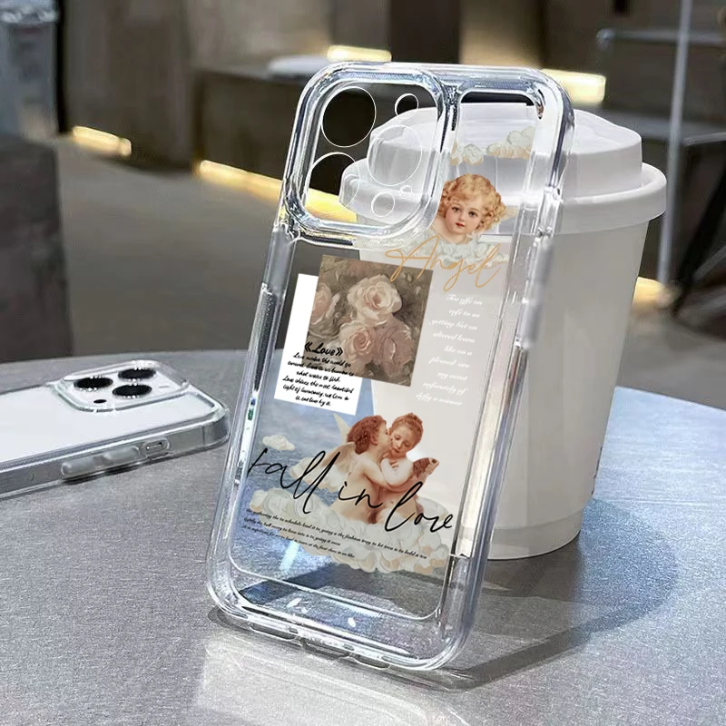 

Retro Flower Paper Label Soft Silicone Phone Case For iPhone 15 Cases iPhone 14 12 13 11 Pro Max XS X XR 8 7 Plus 15 Clear Cover