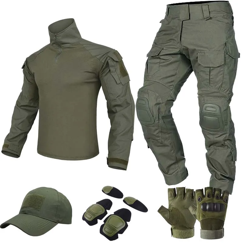 

GREEN G3 Tactical Uniform Set Men Military Combat Shirt Cargo Pants Airsoft Paintball Gen3 Hunting Clothes Multicam Camouflage
