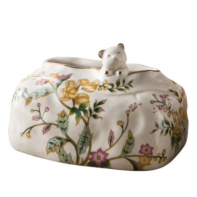 

American Vintage Living Room Coffee Table Lucky Bag Tissue Box Decoration Creative Household European Ceramics Tissue Box