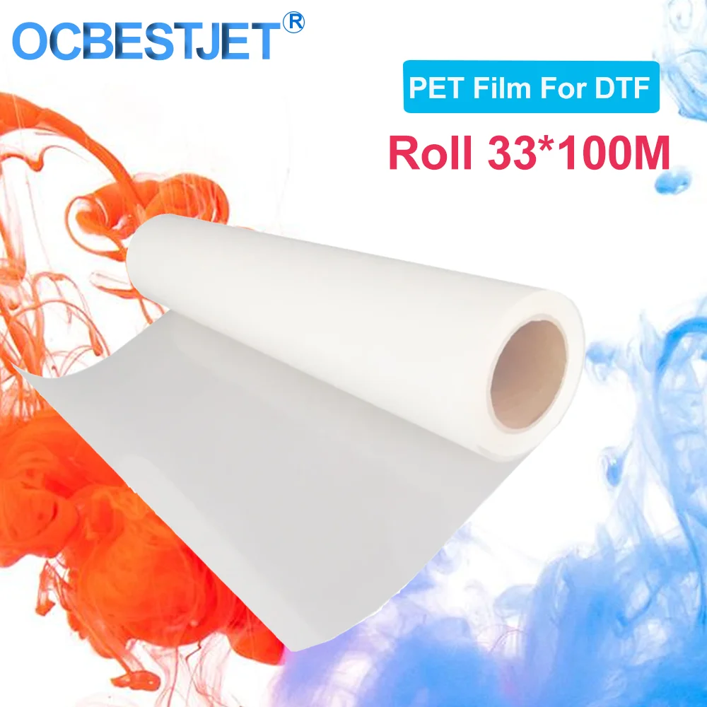 33cm*100m A3+ Roll DTF PET Transfer Film 100 Micron For Direct Transfer Film Printing For Epson L1800 L805 P600 P800