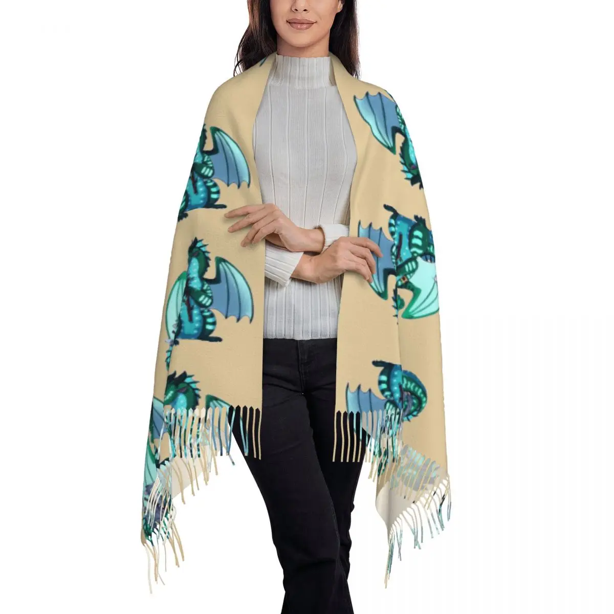 Wings Of Fire and Warriors Turtle And Jayfeather Stick Bois Scarf Tassel Scarves Women Shawls and Wraps Fall Winter Shawl Wrap