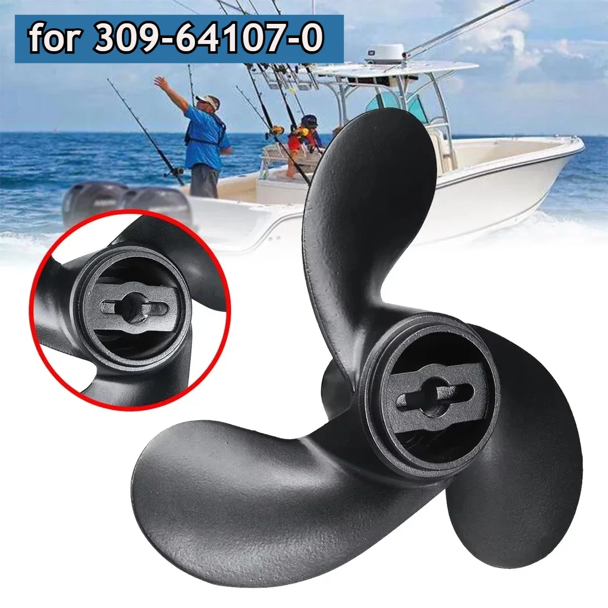 Marine Propeller 3 Blades R Rotation Boat Outboard Propeller 309-64107-0 for Nissan Tohatsu Evinrude Johnson 2.2-3.3HP 7.4x5.7