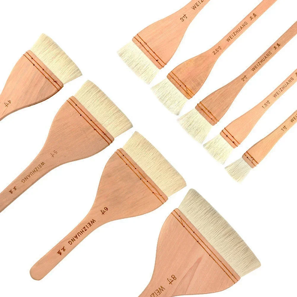 10 Sizes Wooden Handle Goat Hair Paint Brushes Set Smooth Sanding for Wall Watercolor Acrylic Oil Painting Drawing Art Supplies