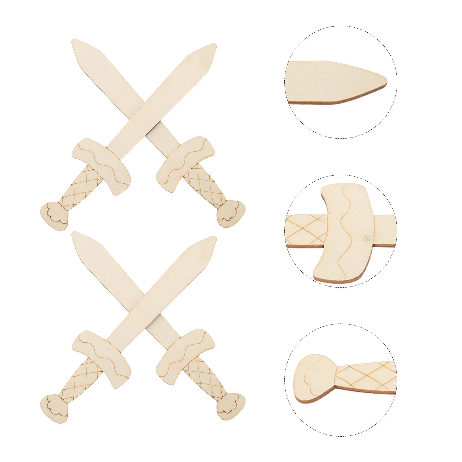 

20Pcs Paintable Wooden Swords Cutouts Natural Wood Rounded Edges Activity Wood Sword for Painting Decorative Crafts
