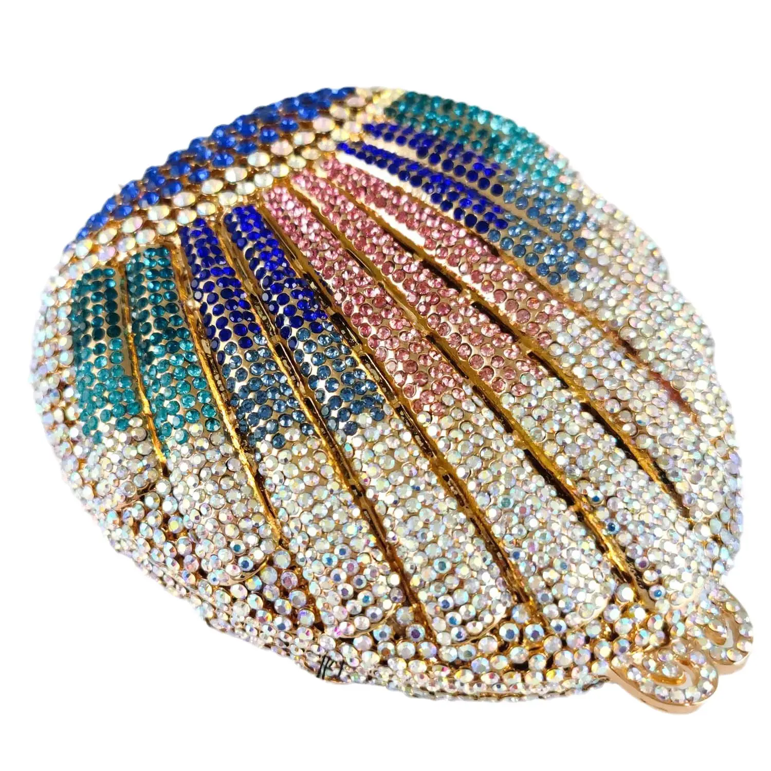 Boutique De FGG Shell Shape Women Colorful Crystal Evening Clutch Bags Wedding Bridal Rhinestone Purses Party Minaudiere Handbag
